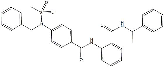 2-({4-[benzyl(methylsulfonyl)amino]benzoyl}amino)-N-(1-phenylethyl)benzamide Struktur