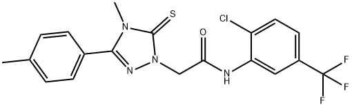 N-[2-chloro-5-(trifluoromethyl)phenyl]-2-[4-methyl-3-(4-methylphenyl)-5-thioxo-4,5-dihydro-1H-1,2,4-triazol-1-yl]acetamide Struktur