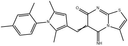 6-{[1-(2,4-dimethylphenyl)-2,5-dimethyl-1H-pyrrol-3-yl]methylene}-5-imino-3-methyl-5,6-dihydro-7H-[1,3]thiazolo[3,2-a]pyrimidin-7-one Struktur