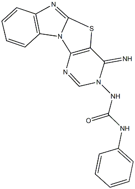 N-(4-iminopyrimido[4',5':4,5][1,3]thiazolo[3,2-a]benzimidazol-3(4H)-yl)-N'-phenylurea Struktur