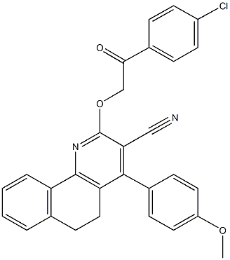 2-[2-(4-chlorophenyl)-2-oxoethoxy]-4-(4-methoxyphenyl)-5,6-dihydrobenzo[h]quinoline-3-carbonitrile Struktur