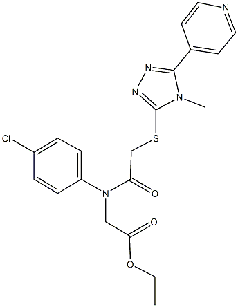 ethyl [4-chloro({[4-methyl-5-(4-pyridinyl)-4H-1,2,4-triazol-3-yl]sulfanyl}acetyl)anilino]acetate Struktur