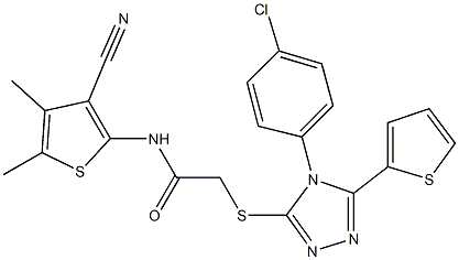 2-{[4-(4-chlorophenyl)-5-(2-thienyl)-4H-1,2,4-triazol-3-yl]sulfanyl}-N-(3-cyano-4,5-dimethyl-2-thienyl)acetamide Struktur