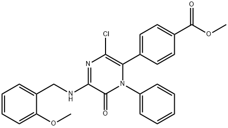 methyl 4-{3-chloro-5-[(2-methoxybenzyl)amino]-6-oxo-1-phenyl-1,6-dihydro-2-pyrazinyl}benzoate Struktur