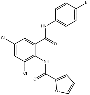 N-{2-[(4-bromoanilino)carbonyl]-4,6-dichlorophenyl}-2-furamide Struktur