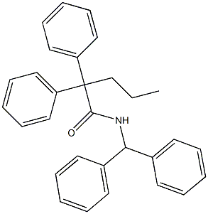 N-benzhydryl-2,2-diphenylpentanamide Struktur