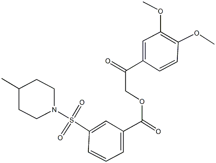 2-(3,4-dimethoxyphenyl)-2-oxoethyl 3-[(4-methyl-1-piperidinyl)sulfonyl]benzoate Struktur