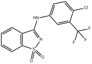 N-[4-chloro-3-(trifluoromethyl)phenyl]-N-(1,1-dioxido-1,2-benzisothiazol-3-yl)amine Struktur