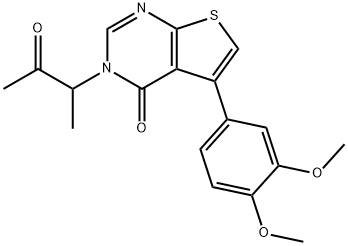 5-(3,4-dimethoxyphenyl)-3-(1-methyl-2-oxopropyl)thieno[2,3-d]pyrimidin-4(3H)-one Struktur