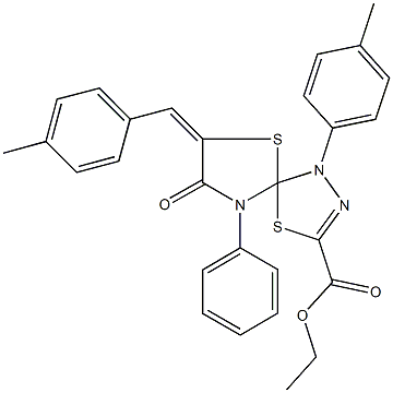 ethyl 7-(4-methylbenzylidene)-1-(4-methylphenyl)-8-oxo-9-phenyl-4,6-dithia-1,2,9-triazaspiro[4.4]non-2-ene-3-carboxylate Struktur