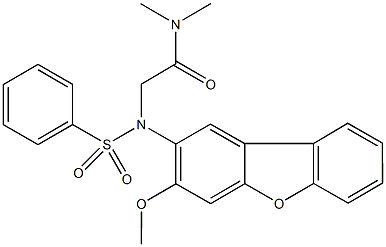 2-[(3-methoxydibenzo[b,d]furan-2-yl)(phenylsulfonyl)amino]-N,N-dimethylacetamide Struktur