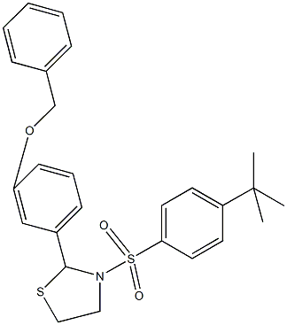 benzyl 3-{3-[(4-tert-butylphenyl)sulfonyl]-1,3-thiazolidin-2-yl}phenyl ether Structure