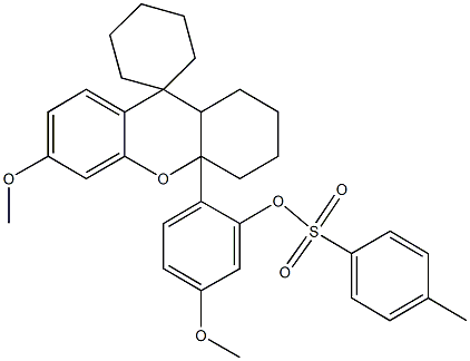 5-methoxy-2-(6-methoxy-1,2,3,4,9,9a-hexahydrospiro[4aH-xanthene-9,1'-cyclohexane]-4a-yl)phenyl 4-methylbenzenesulfonate Struktur