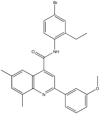 N-(4-bromo-2-ethylphenyl)-2-(3-methoxyphenyl)-6,8-dimethyl-4-quinolinecarboxamide Struktur