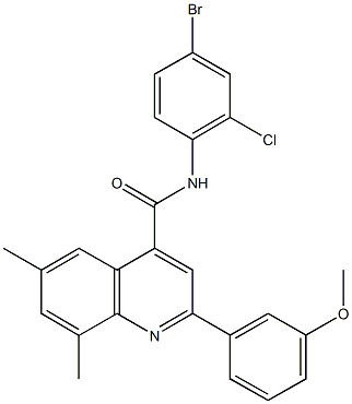 N-(4-bromo-2-chlorophenyl)-2-(3-methoxyphenyl)-6,8-dimethyl-4-quinolinecarboxamide Struktur