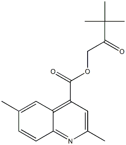 3,3-dimethyl-2-oxobutyl 2,6-dimethyl-4-quinolinecarboxylate Struktur