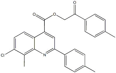 2-(4-methylphenyl)-2-oxoethyl 7-chloro-8-methyl-2-(4-methylphenyl)-4-quinolinecarboxylate Struktur