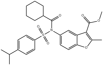 methyl 5-{(cyclohexylcarbonyl)[(4-isopropylphenyl)sulfonyl]amino}-2-methyl-1-benzofuran-3-carboxylate Struktur