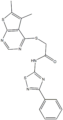 2-[(5,6-dimethylthieno[2,3-d]pyrimidin-4-yl)sulfanyl]-N-(3-phenyl-1,2,4-thiadiazol-5-yl)acetamide Struktur