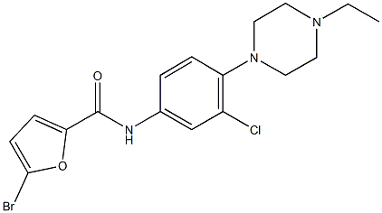 5-bromo-N-[3-chloro-4-(4-ethyl-1-piperazinyl)phenyl]-2-furamide Struktur