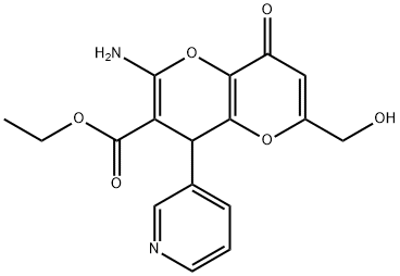 ethyl 2-amino-6-(hydroxymethyl)-8-oxo-4-(3-pyridinyl)-4,8-dihydropyrano[3,2-b]pyran-3-carboxylate Struktur