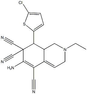 6-amino-8-(5-chloro-2-thienyl)-2-ethyl-2,3,8,8a-tetrahydro-5,7,7(1H)-isoquinolinetricarbonitrile Struktur