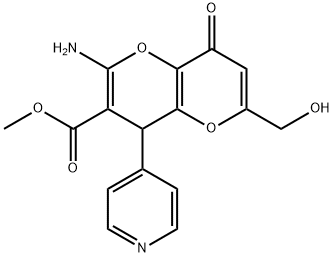 methyl 2-amino-6-(hydroxymethyl)-8-oxo-4-(4-pyridinyl)-4,8-dihydropyrano[3,2-b]pyran-3-carboxylate Struktur