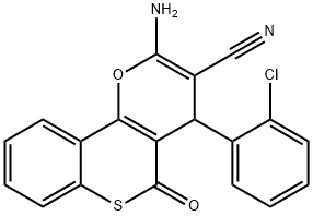 2-amino-4-(2-chlorophenyl)-5-oxo-4H,5H-thiochromeno[4,3-b]pyran-3-carbonitrile Struktur