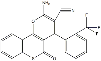 2-amino-5-oxo-4-[2-(trifluoromethyl)phenyl]-4H,5H-thiochromeno[4,3-b]pyran-3-carbonitrile Struktur