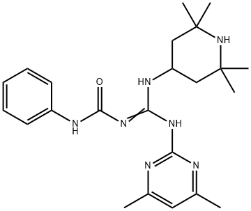 N-{[(4,6-dimethyl-2-pyrimidinyl)amino][(2,2,6,6-tetramethyl-4-piperidinyl)amino]methylene}-N'-phenylurea Struktur