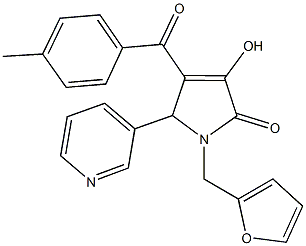 1-(2-furylmethyl)-3-hydroxy-4-(4-methylbenzoyl)-5-(3-pyridinyl)-1,5-dihydro-2H-pyrrol-2-one Struktur