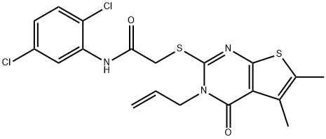 2-[(3-allyl-5,6-dimethyl-4-oxo-3,4-dihydrothieno[2,3-d]pyrimidin-2-yl)thio]-N-(2,5-dichlorophenyl)acetamide Struktur