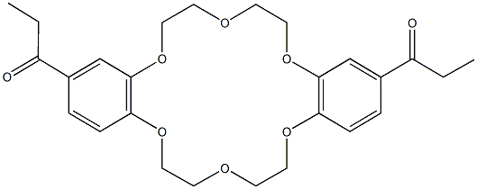 1-(14-propionyl-6,7,9,10,17,18,20,21-octahydrodibenzo[b,k][1,4,7,10,13,16]hexaoxacyclooctadecin-2-yl)-1-propanone Struktur