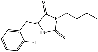 3-butyl-5-(2-fluorobenzylidene)-2-thioxo-4-imidazolidinone Struktur