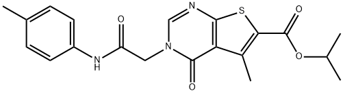 isopropyl 5-methyl-4-oxo-3-[2-oxo-2-(4-toluidino)ethyl]-3,4-dihydrothieno[2,3-d]pyrimidine-6-carboxylate Struktur