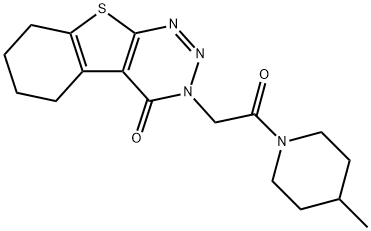 3-[2-(4-methyl-1-piperidinyl)-2-oxoethyl]-5,6,7,8-tetrahydro[1]benzothieno[2,3-d][1,2,3]triazin-4(3H)-one Struktur