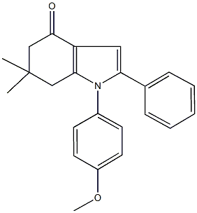 1-(4-methoxyphenyl)-6,6-dimethyl-2-phenyl-1,5,6,7-tetrahydro-4H-indol-4-one Struktur