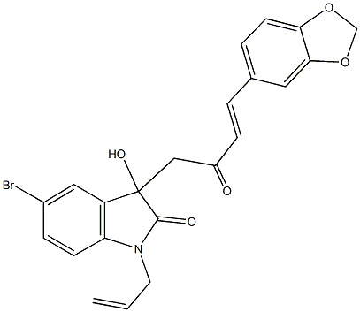 1-allyl-3-[4-(1,3-benzodioxol-5-yl)-2-oxo-3-butenyl]-5-bromo-3-hydroxy-1,3-dihydro-2H-indol-2-one Struktur