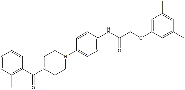 2-(3,5-dimethylphenoxy)-N-{4-[4-(2-methylbenzoyl)-1-piperazinyl]phenyl}acetamide Struktur