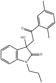 3-[2-(2,5-dimethylphenyl)-2-oxoethyl]-3-hydroxy-1-propyl-1,3-dihydro-2H-indol-2-one Struktur