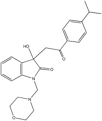 3-hydroxy-3-[2-(4-isopropylphenyl)-2-oxoethyl]-1-(4-morpholinylmethyl)-1,3-dihydro-2H-indol-2-one Struktur