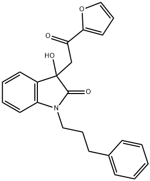 3-[2-(2-furyl)-2-oxoethyl]-3-hydroxy-1-(3-phenylpropyl)-1,3-dihydro-2H-indol-2-one Struktur