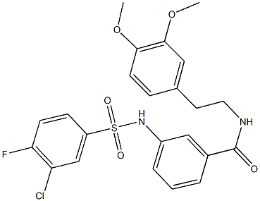 3-{[(3-chloro-4-fluorophenyl)sulfonyl]amino}-N-[2-(3,4-dimethoxyphenyl)ethyl]benzamide Struktur