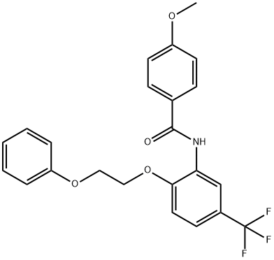 4-methoxy-N-[2-(2-phenoxyethoxy)-5-(trifluoromethyl)phenyl]benzamide Struktur