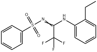 N-[N-(2-ethylphenyl)-2,2,2-trifluoroethanimidoyl]benzenesulfonamide Struktur