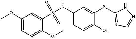 N-[4-hydroxy-3-(1H-1,2,4-triazol-3-ylsulfanyl)phenyl]-2,5-dimethoxybenzenesulfonamide Struktur