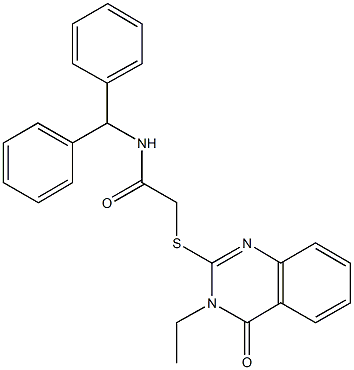 N-benzhydryl-2-[(3-ethyl-4-oxo-3,4-dihydro-2-quinazolinyl)sulfanyl]acetamide Struktur