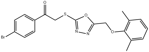 1-(4-bromophenyl)-2-({5-[(2,6-dimethylphenoxy)methyl]-1,3,4-oxadiazol-2-yl}sulfanyl)ethanone Struktur