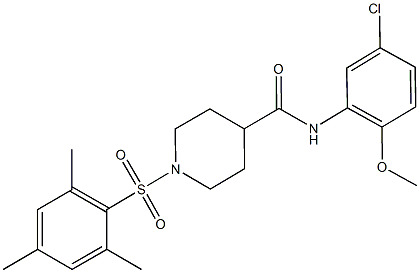 N-(5-chloro-2-methoxyphenyl)-1-(mesitylsulfonyl)-4-piperidinecarboxamide Struktur