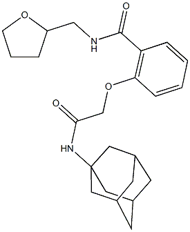 2-[2-(1-adamantylamino)-2-oxoethoxy]-N-(tetrahydro-2-furanylmethyl)benzamide Struktur